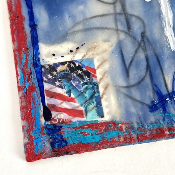 ATC ACEO Original 'Liberty's Whisper' Encaustic Wax Paint Tristina Elmes - Picture 3 of 7